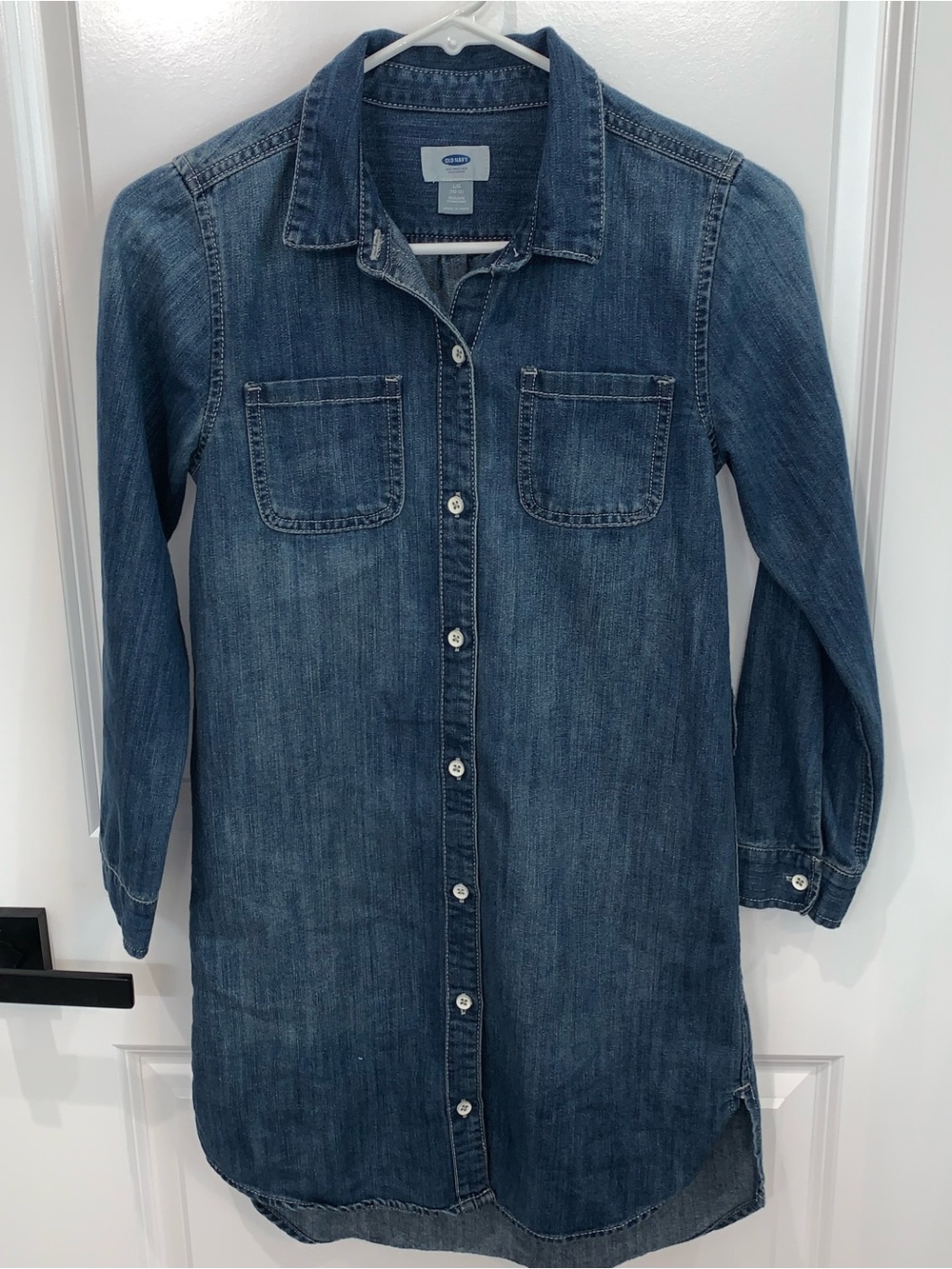 Old Navy Girls' Denim Button-Front Shirt Dress - Blue